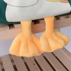 Sac en toile avec chapeau de paille et canard