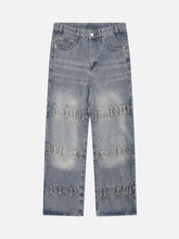 Street Fashion Creative Trouser Loop Design Washed Jeans