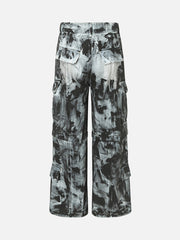 Street Fashion Heavy Industry Washed And Distressed Work Jeans