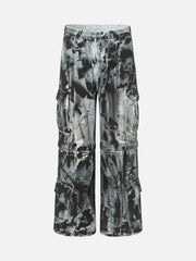 Street Fashion Heavy Industry Washed And Distressed Work Jeans