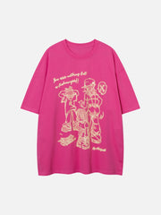 Street Hip Hop Cartoon Print Short Sleeve T-Shirt