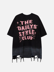 T-shirt Street Hip-hop délavé avec lettres et étoiles