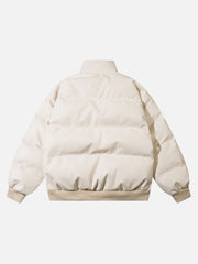 Street Letter Embroidery Diagonal Zipper Cotton Jacket