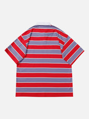 Striped Foam Printed Polo Tee
