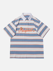 Striped Foam Printed Polo Tee