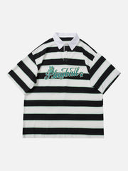 Striped Foam Printed Polo Tee