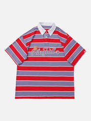 Striped Foam Printed Polo Tee