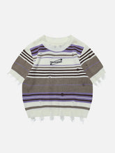 Striped Raw Edge Knit Tee