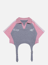 Poloshirt mit gestreiftem V-Ausschnitt und Nähten