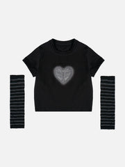Stripes Heart Print Tee