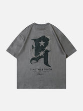 T-Shirt aus Wildleder mit Stickerei