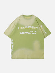 Tie Dye Fuzzy Letter Washed Tee