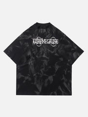 Tie Dye Washed Letter Print Tee