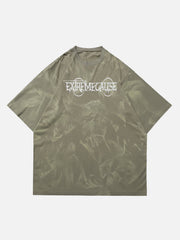 Tie Dye Washed Letter Print Tee
