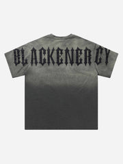 T-shirt brodé de lettres dégradées tie-dye - 1542