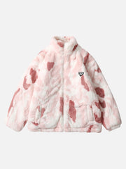 Sherpa-Jacke mit Stehkragen und Batikmuster