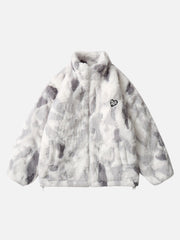 Sherpa-Jacke mit Stehkragen und Batikmuster