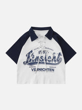 T-Shirt mit Plastisol-Druck und gebundenem Ausschnitt