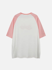 T-shirt imprimé lettres 4D avec broderie serviette