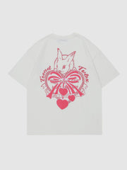 T-Shirt mit Handtuchstickerei und herzförmigem Print