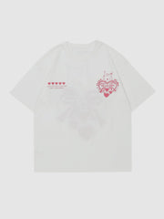 T-Shirt mit Handtuchstickerei und herzförmigem Print