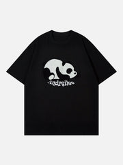 T-shirt imprimé panda brodé avec serviette