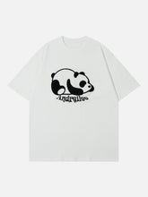 T-Shirt mit Handtuchstickerei und Panda-Print