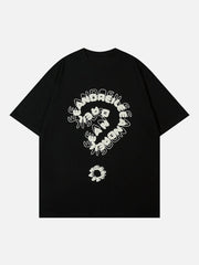 Towel Embroidery Question Mark Print Tee