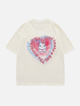 Towel Embroidery Rabbit Heart Element Tee