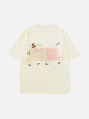 T-shirt imprimé lapin brodé avec serviette