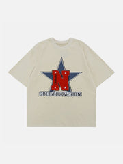 T-shirt imprimé étoile brodé en serviette