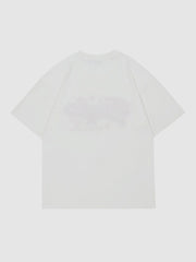 Towel Embroidery Washed Alphabet Print Tee