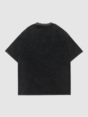 Towel Embroidery Washed Alphabet Print Tee