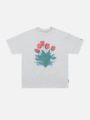 T-Shirt mit Tulpenstrauß-Print