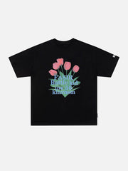 T-Shirt mit Tulpenstrauß-Print