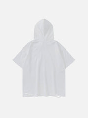 Twisted Alphabet Cat Print Hooded Tee