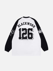 V-neck Digital Fabric Embroidered Long Sleeve Sweatshirt - 1684