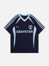 T-Shirt mit V-Ausschnitt und Nummer-5-Aufdruck