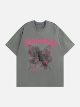 T-Shirt mit Vintage-Schmetterlings-Print