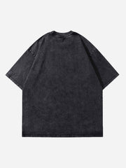 Vintage Car Print Washed And Aged Heavyweight Short-sleeved T-shirt - 1628