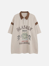 T-shirt à col polo vintage aux couleurs contrastées