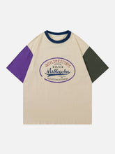 T-shirt vintage à imprimé lettres colorblock