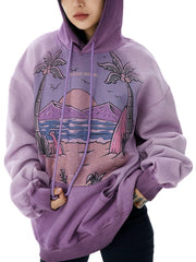 Vintage Gradient Hooded Loose Sweatshirt - 1842