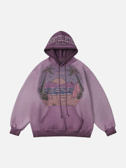 Vintage Gradient Hooded Loose Sweatshirt - 1842