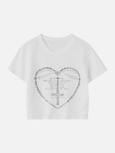 Regular-T-Shirt mit Vintage-Herz-Print