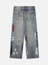 Vintage Ink Splash Washed And Distressed Jeans