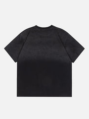 T-shirt dégradé à imprimé lettre vintage