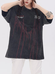 T-shirt à imprimé lettre vintage