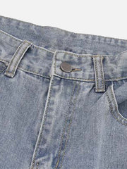 Jean délavé à imprimé lettre vintage