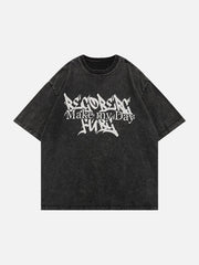 T-shirt délavé à lettres vintage